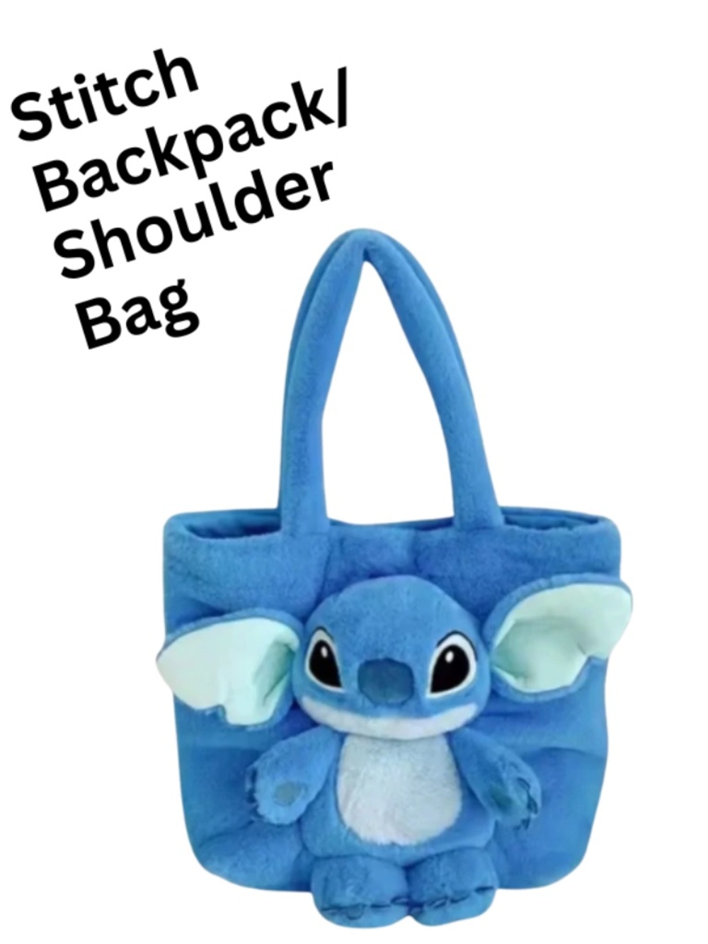 Stitch Cartoon Plush Doll Shoulder Bag/Backpack - NWOT - Size about 13" x 11"